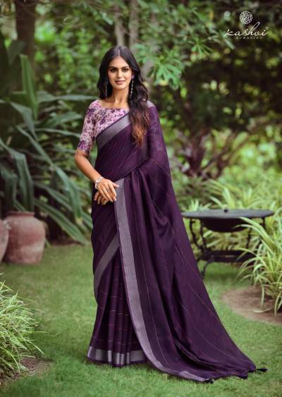 MALIKA VOL 4 BY KASHVI CREATION LINEN WORK SAREE WHOLESALER IN GUJARAT